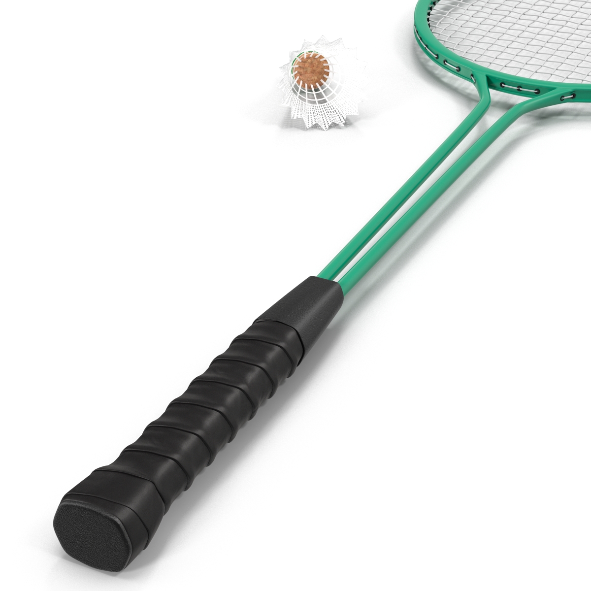 Badminton Racket 2 and Shuttlecock 3D model