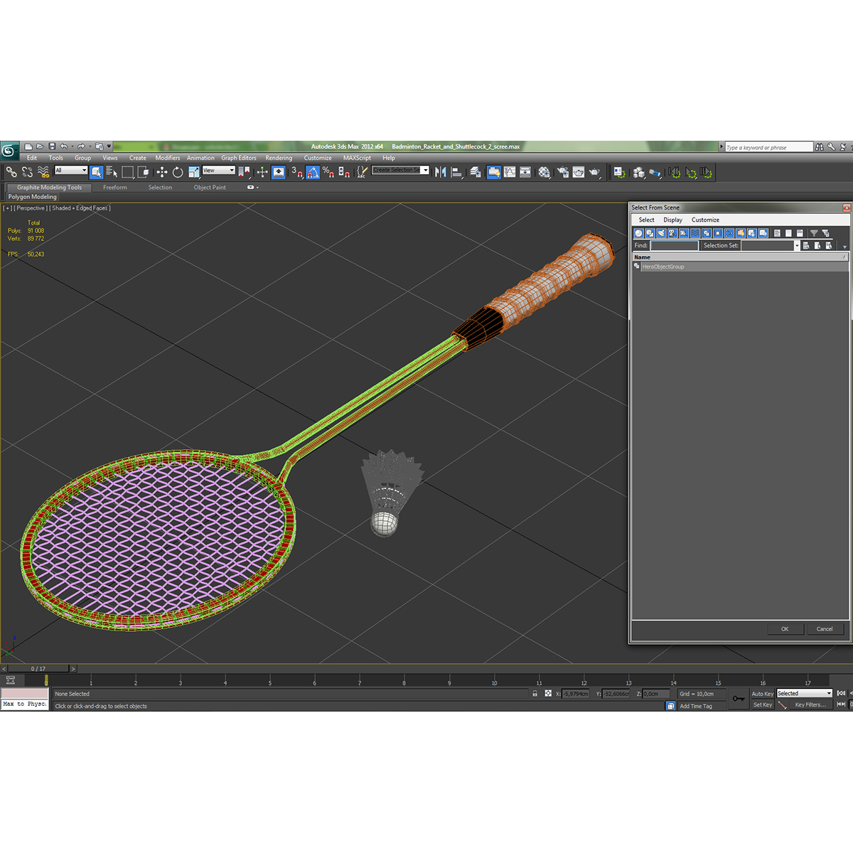 3D Badminton Racket 2 and Shuttlecock 2