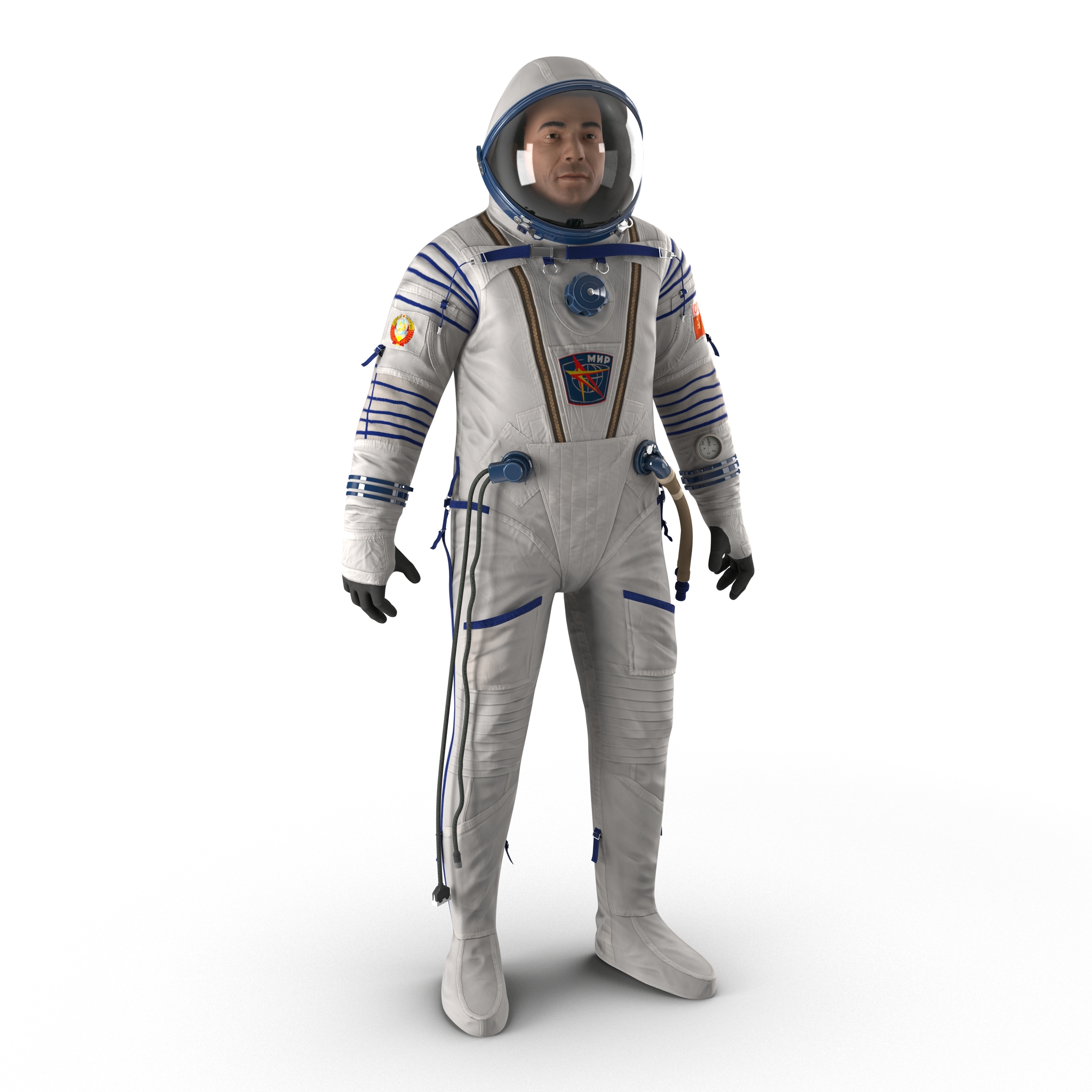 3D Russian Astronaut Wearing Space Suit Sokol KV2 Rigged model