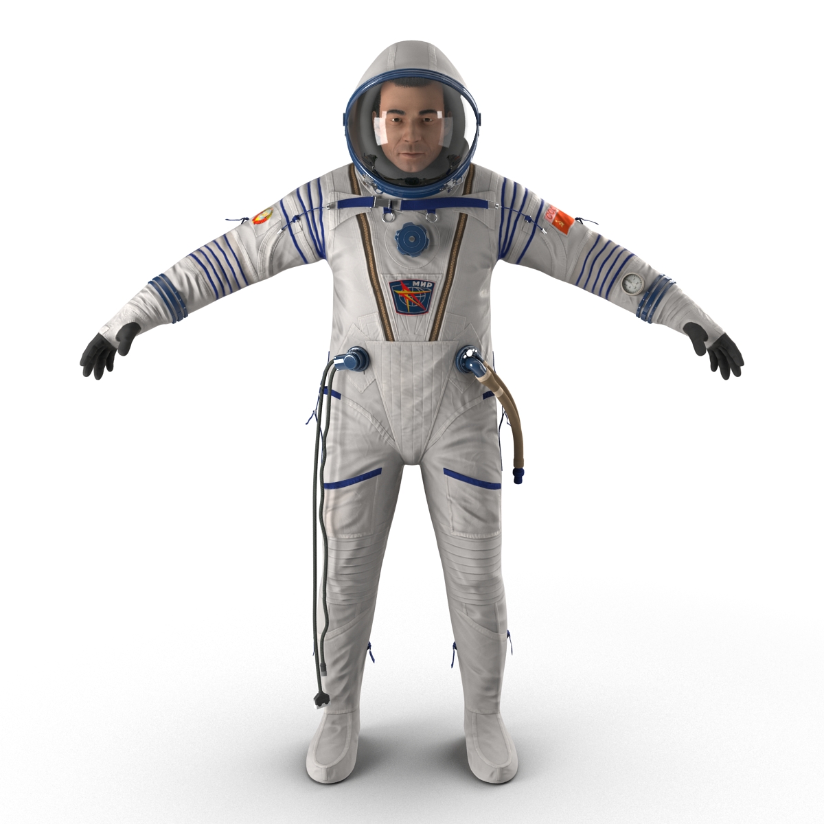 3D Russian Astronaut Wearing Space Suit Sokol KV2 Rigged model