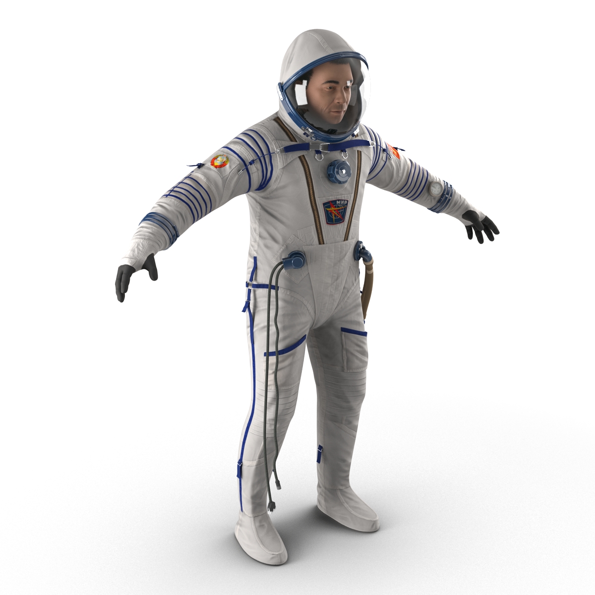 3D Russian Astronaut Wearing Space Suit Sokol KV2 Rigged model