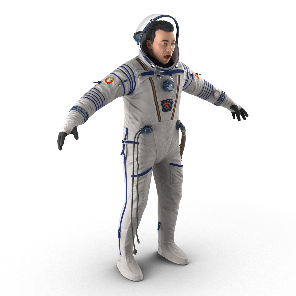 3D Russian Astronaut Wearing Space Suit Sokol KV2 Rigged model