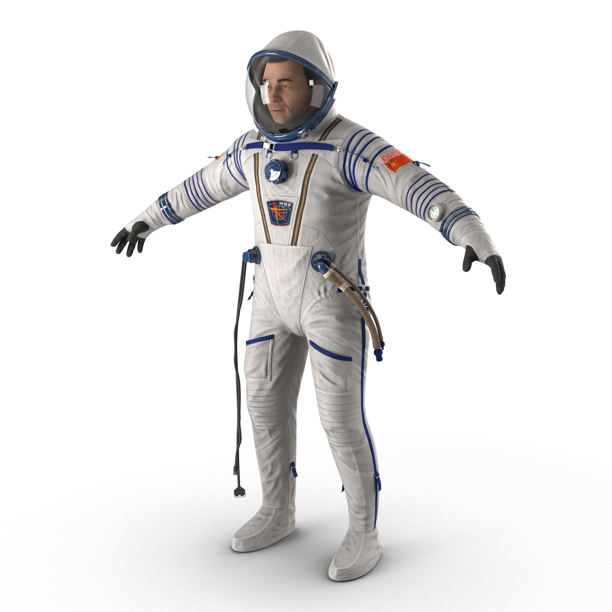 3D Russian Astronaut Wearing Space Suit Sokol KV2 Rigged model