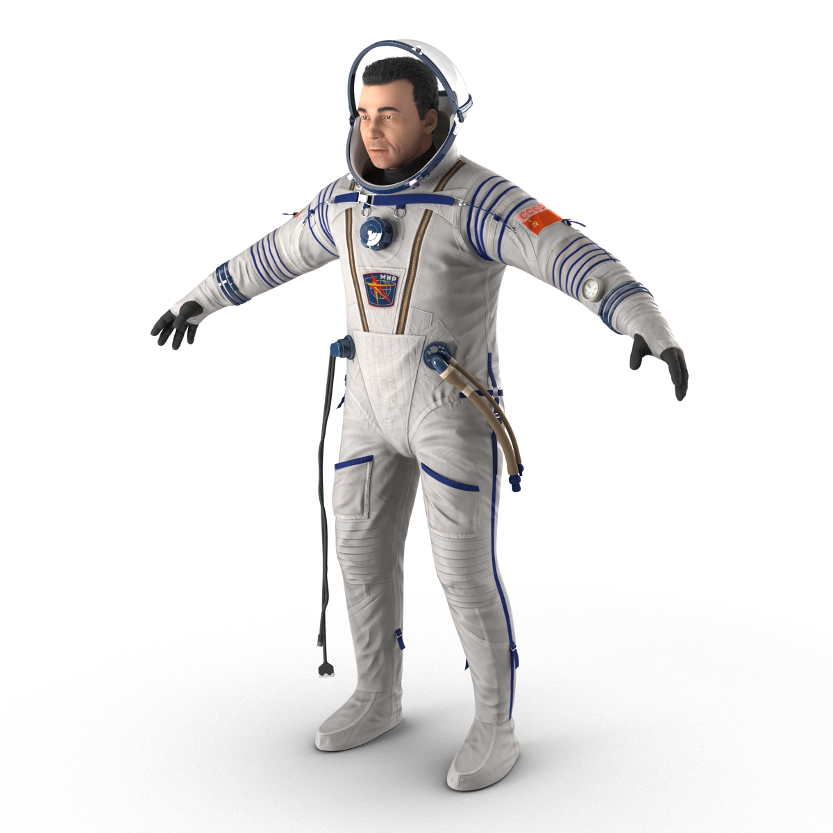 3D Russian Astronaut Wearing Space Suit Sokol KV2 Rigged model