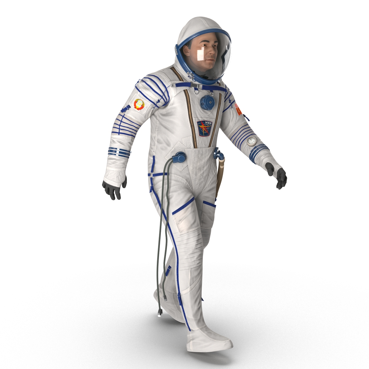 3D Russian Astronaut Wearing Space Suit Sokol KV2 Rigged model