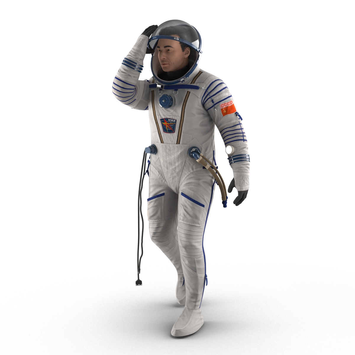 3D Russian Astronaut Wearing Space Suit Sokol KV2 Rigged model