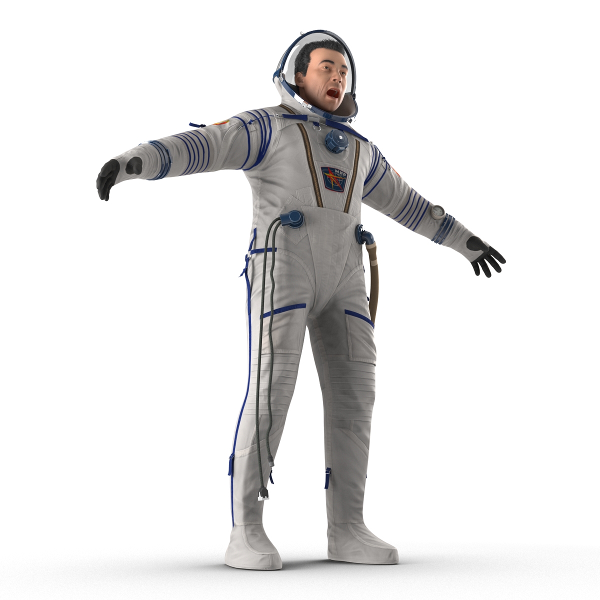 3D Russian Astronaut Wearing Space Suit Sokol KV2 Rigged model