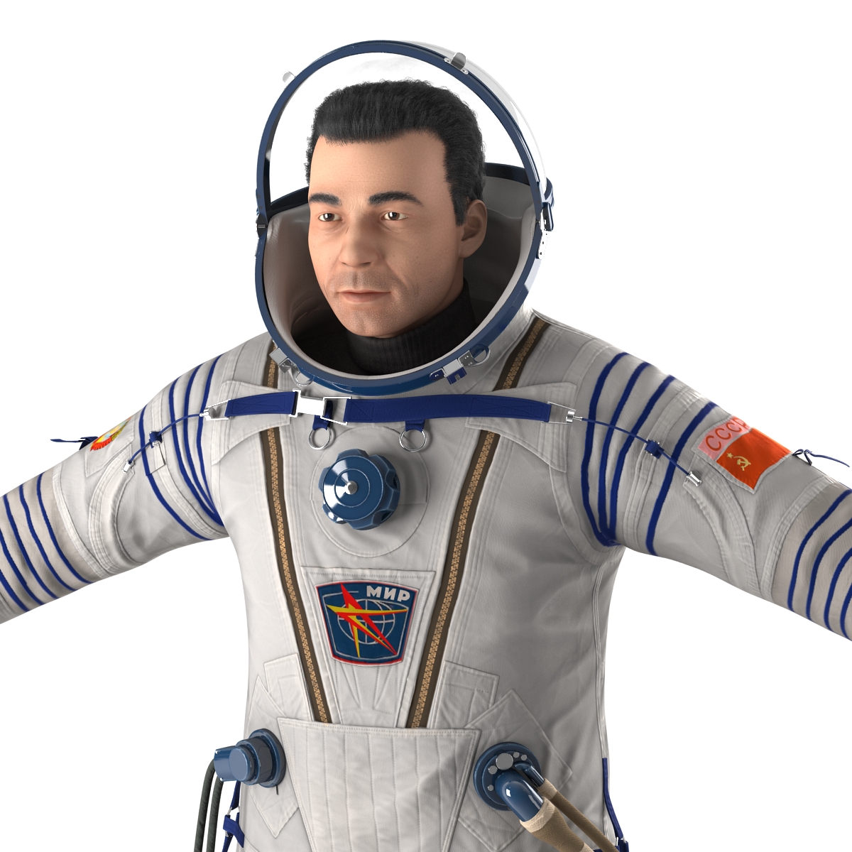 3D Russian Astronaut Wearing Space Suit Sokol KV2 Rigged model