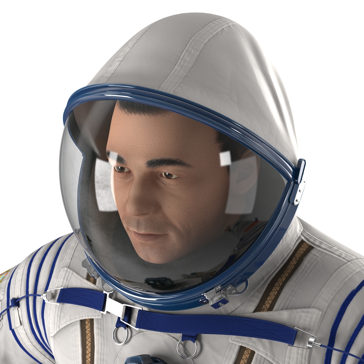 3D Russian Astronaut Wearing Space Suit Sokol KV2 Rigged model