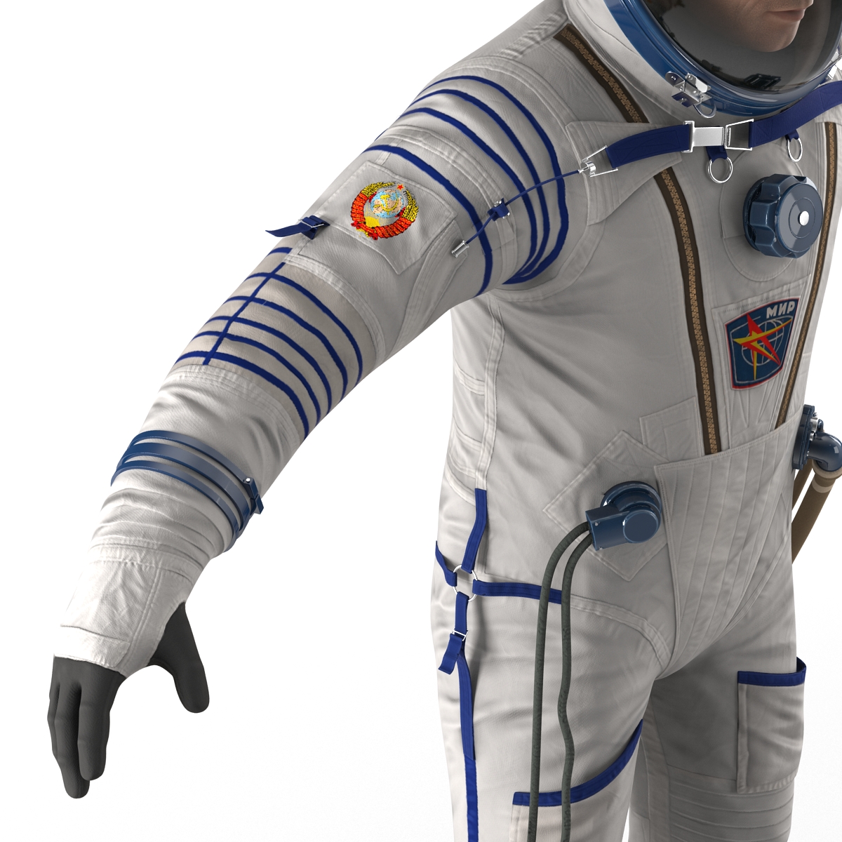 3D Russian Astronaut Wearing Space Suit Sokol KV2 Rigged model