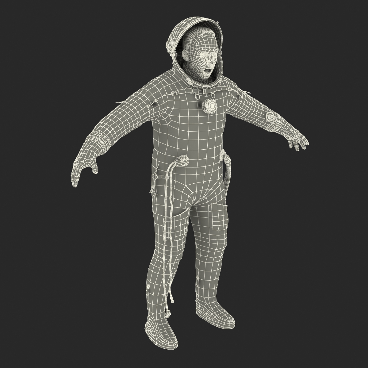 3D Russian Astronaut Wearing Space Suit Sokol KV2 Rigged model