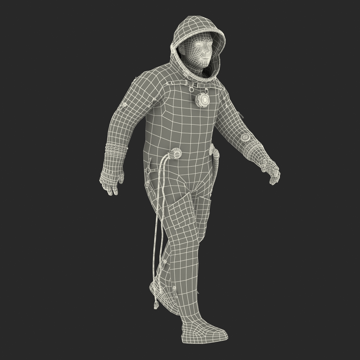 3D Russian Astronaut Wearing Space Suit Sokol KV2 Rigged model