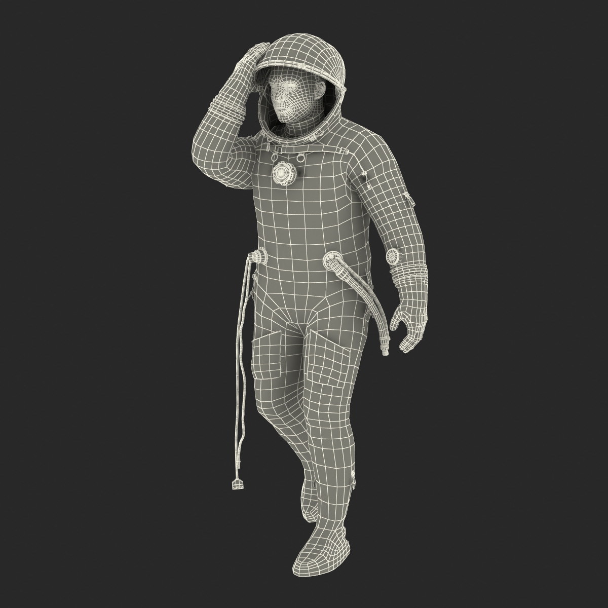 3D Russian Astronaut Wearing Space Suit Sokol KV2 Rigged model