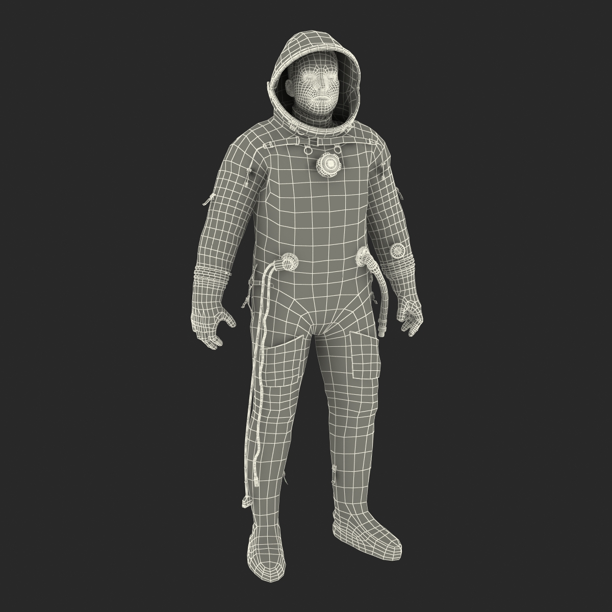 3D Russian Astronaut Wearing Space Suit Sokol KV2 Rigged model