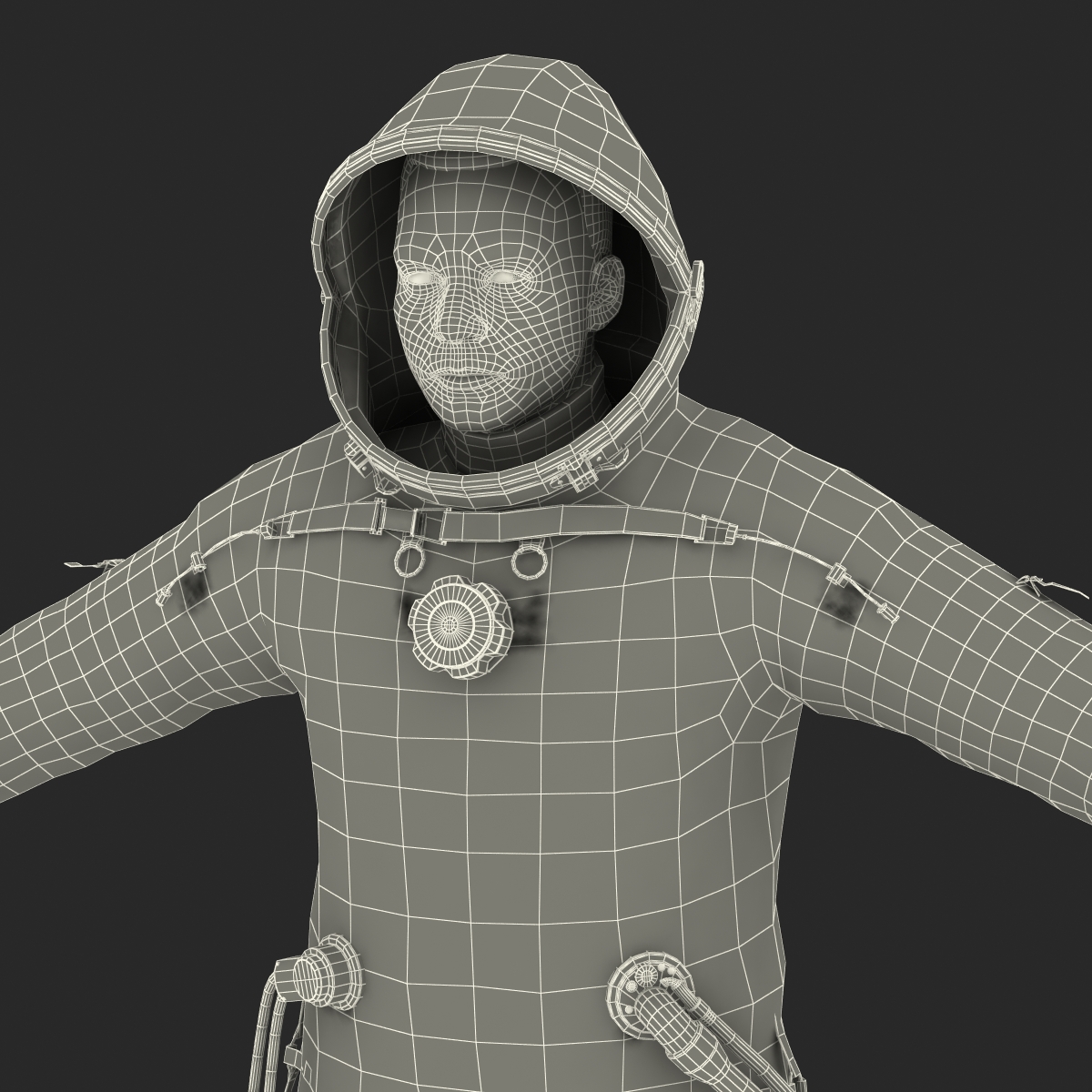 3D Russian Astronaut Wearing Space Suit Sokol KV2 Rigged model