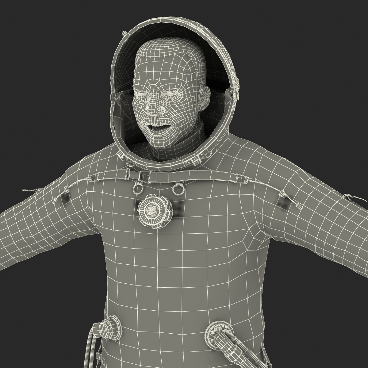 3D Russian Astronaut Wearing Space Suit Sokol KV2 Rigged model