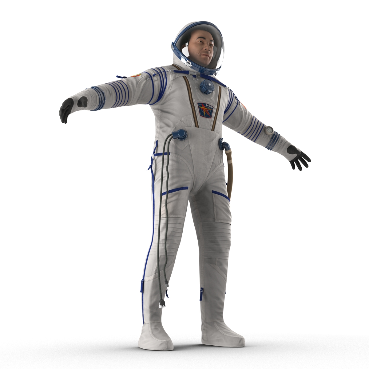 3D model Russian Astronaut Wearing Space Suit Sokol KV2 Rigged 2