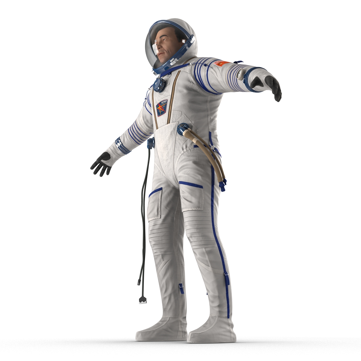 3D model Russian Astronaut Wearing Space Suit Sokol KV2 Rigged 2