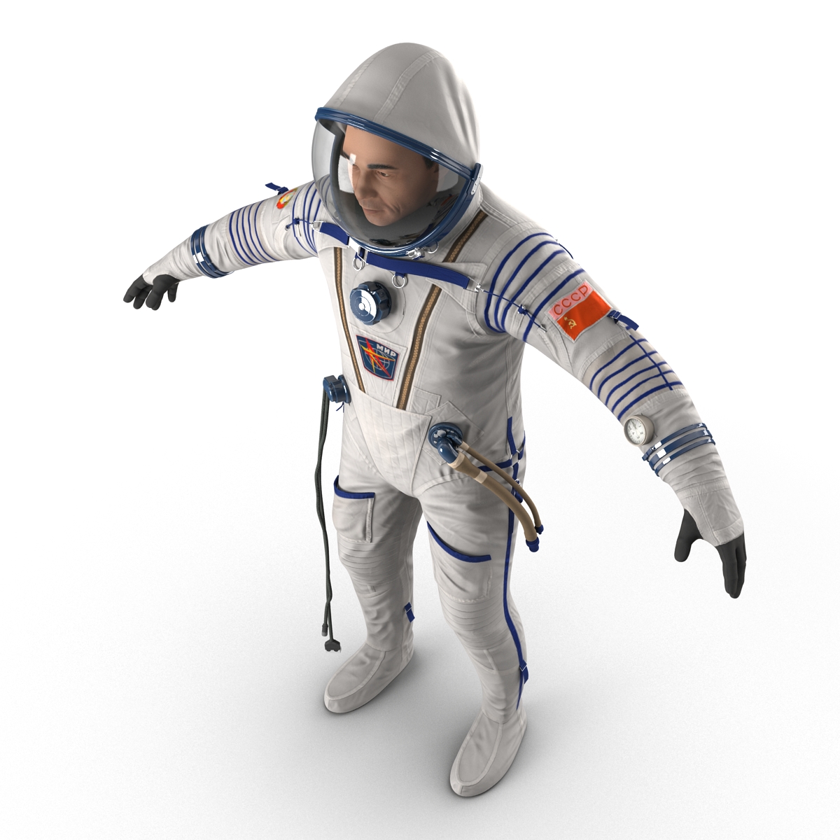 3D model Russian Astronaut Wearing Space Suit Sokol KV2 Rigged 2