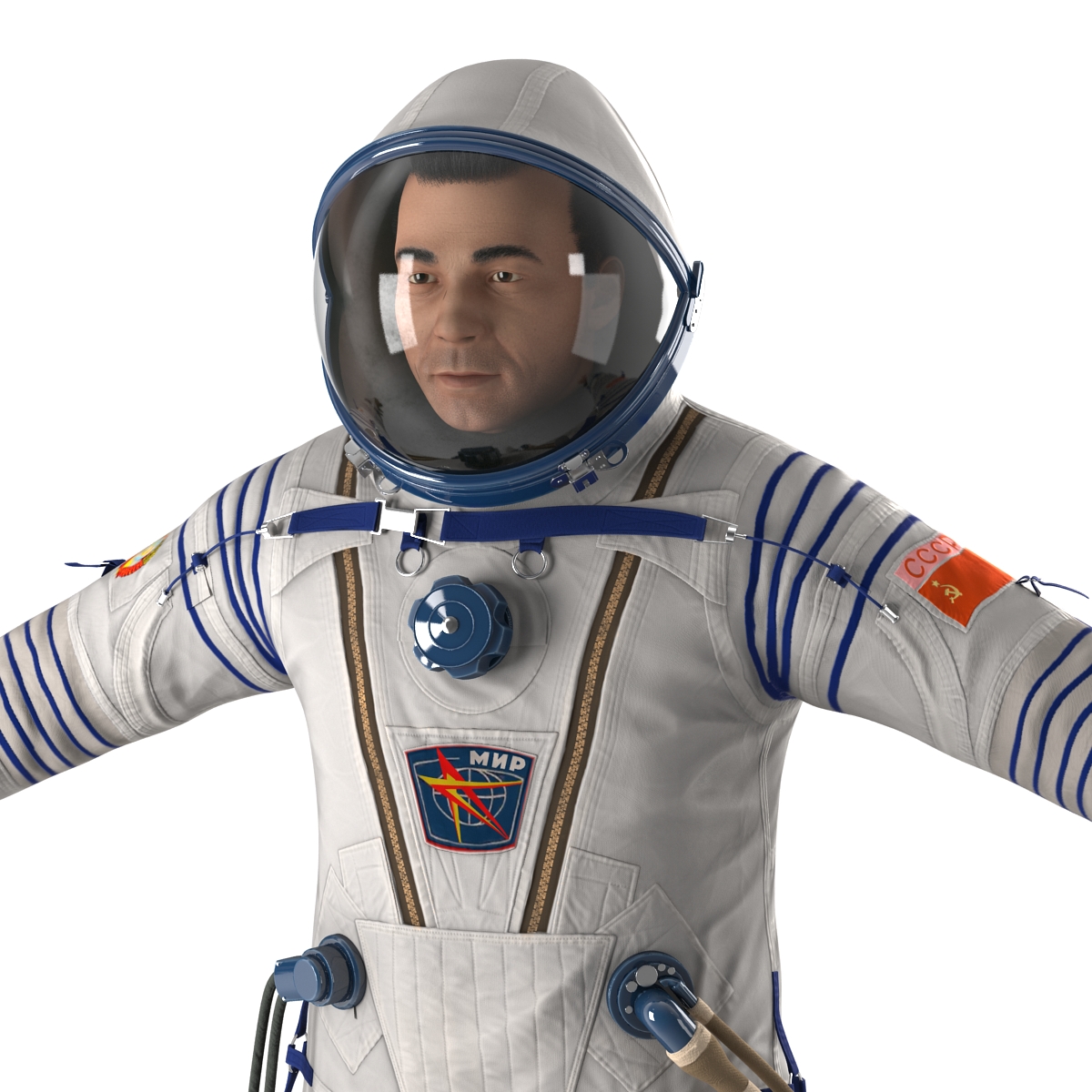 3D model Russian Astronaut Wearing Space Suit Sokol KV2 Rigged 2