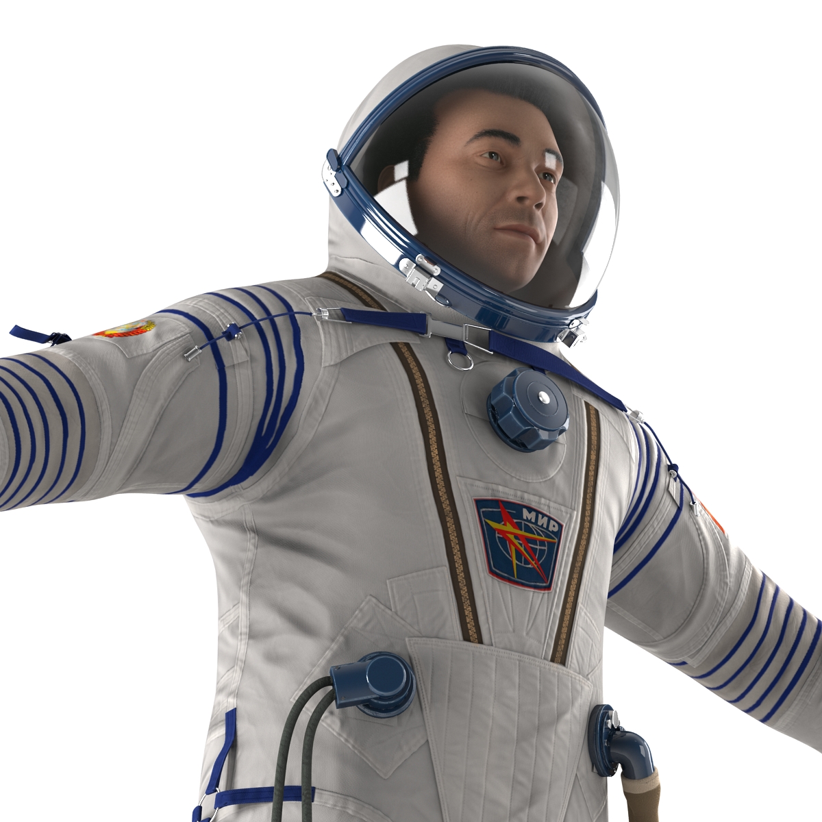 3D model Russian Astronaut Wearing Space Suit Sokol KV2 Rigged 2