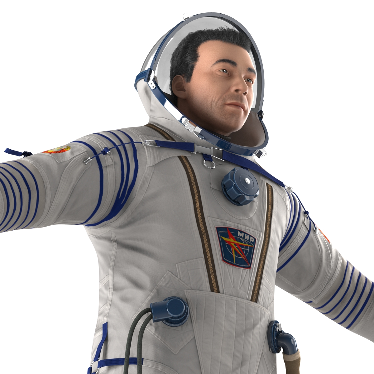 3D model Russian Astronaut Wearing Space Suit Sokol KV2 Rigged 2