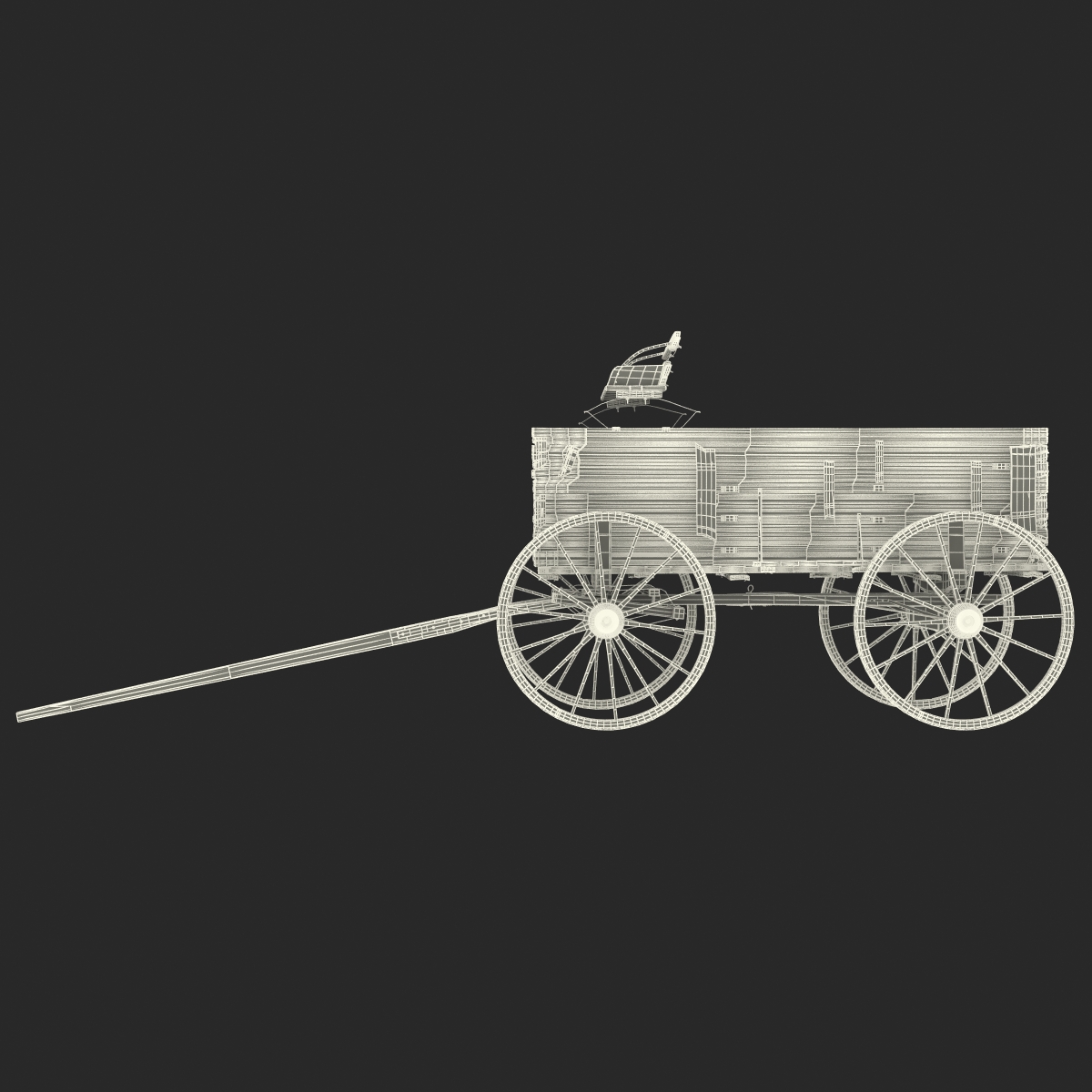 3D Old Wooden Wagon