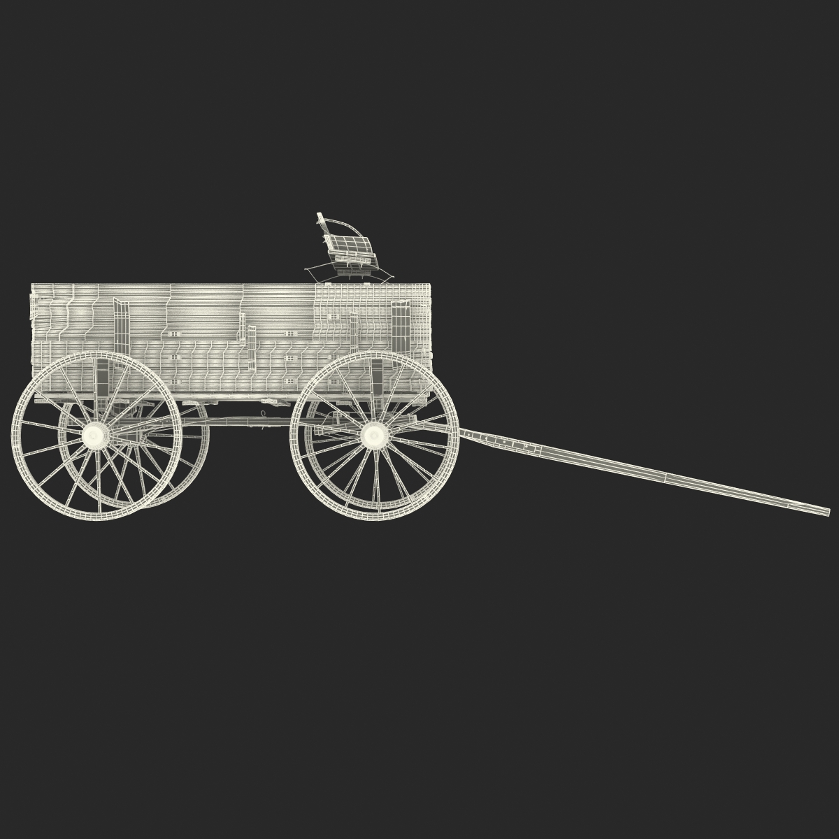 3D Old Wooden Wagon