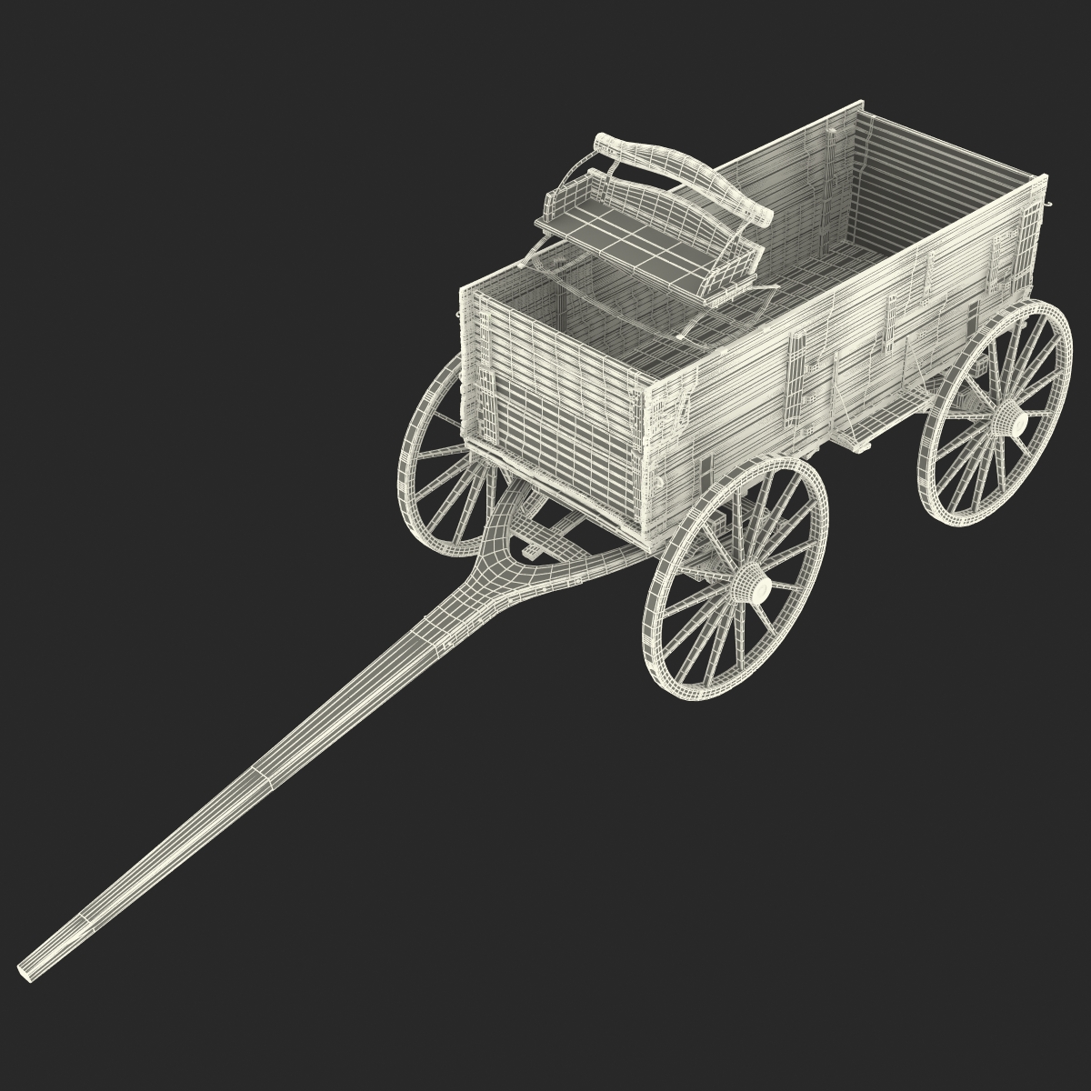 3D Old Wooden Wagon