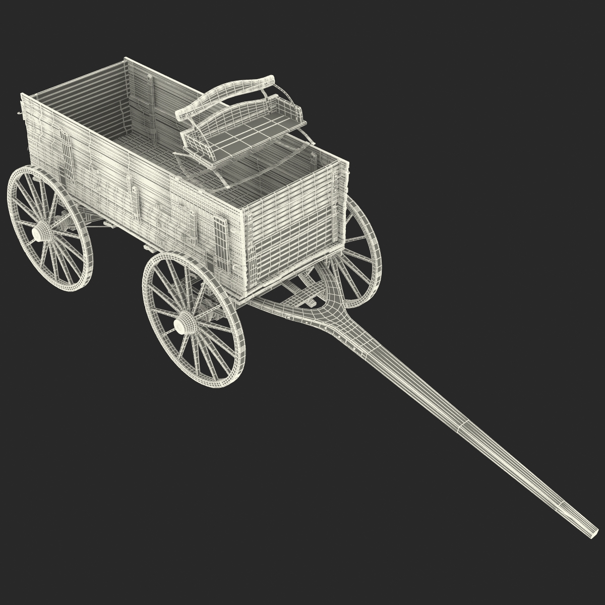 3D Old Wooden Wagon