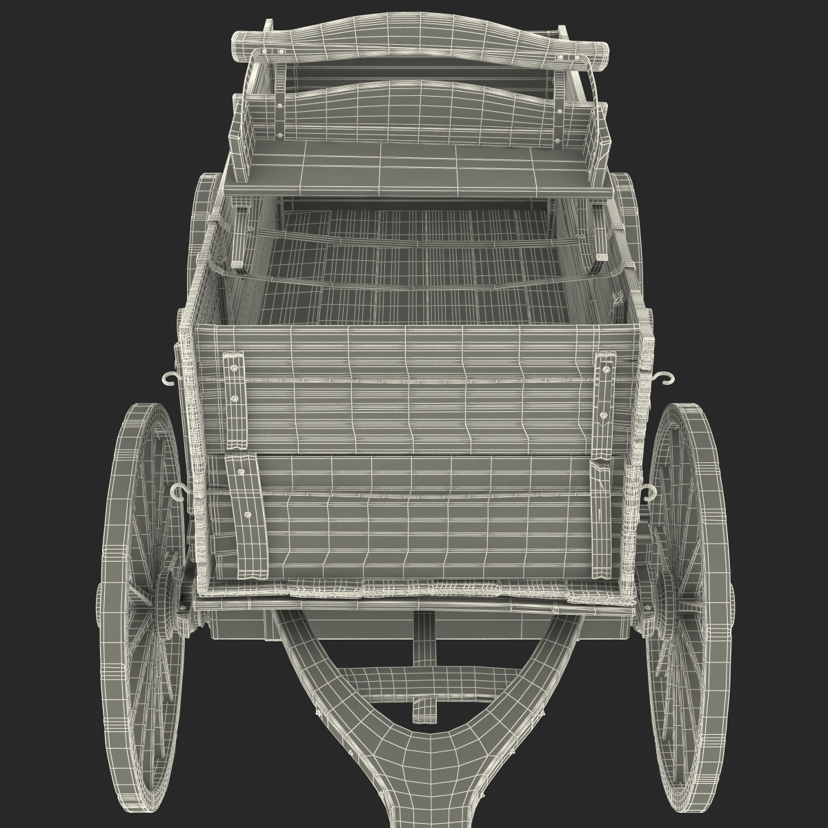 3D Old Wooden Wagon