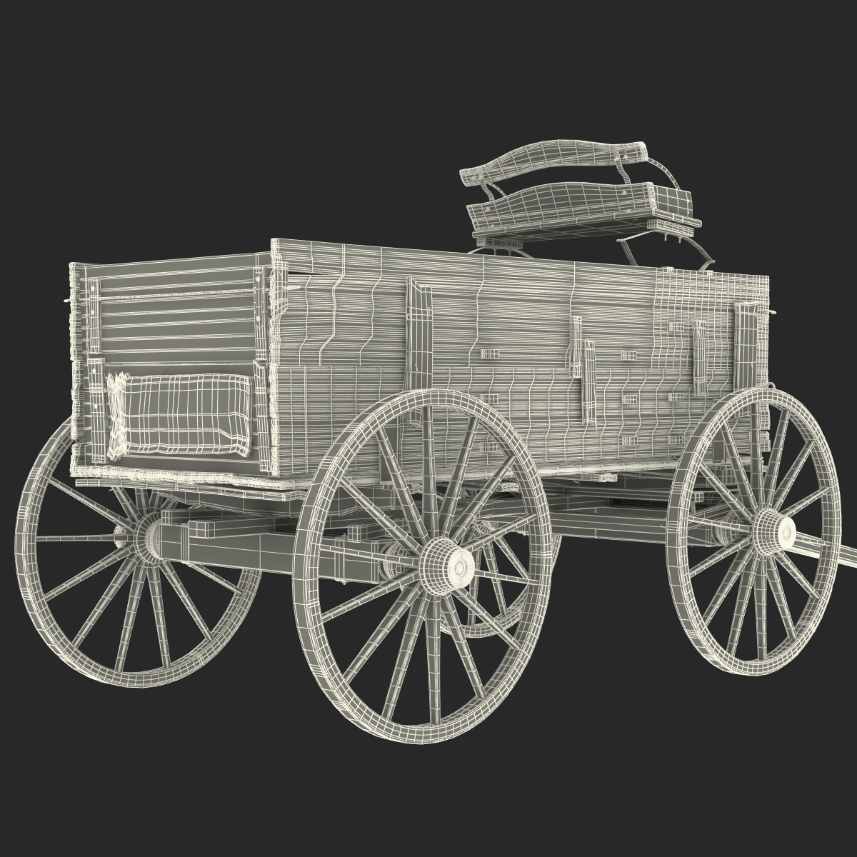 3D Old Wooden Wagon