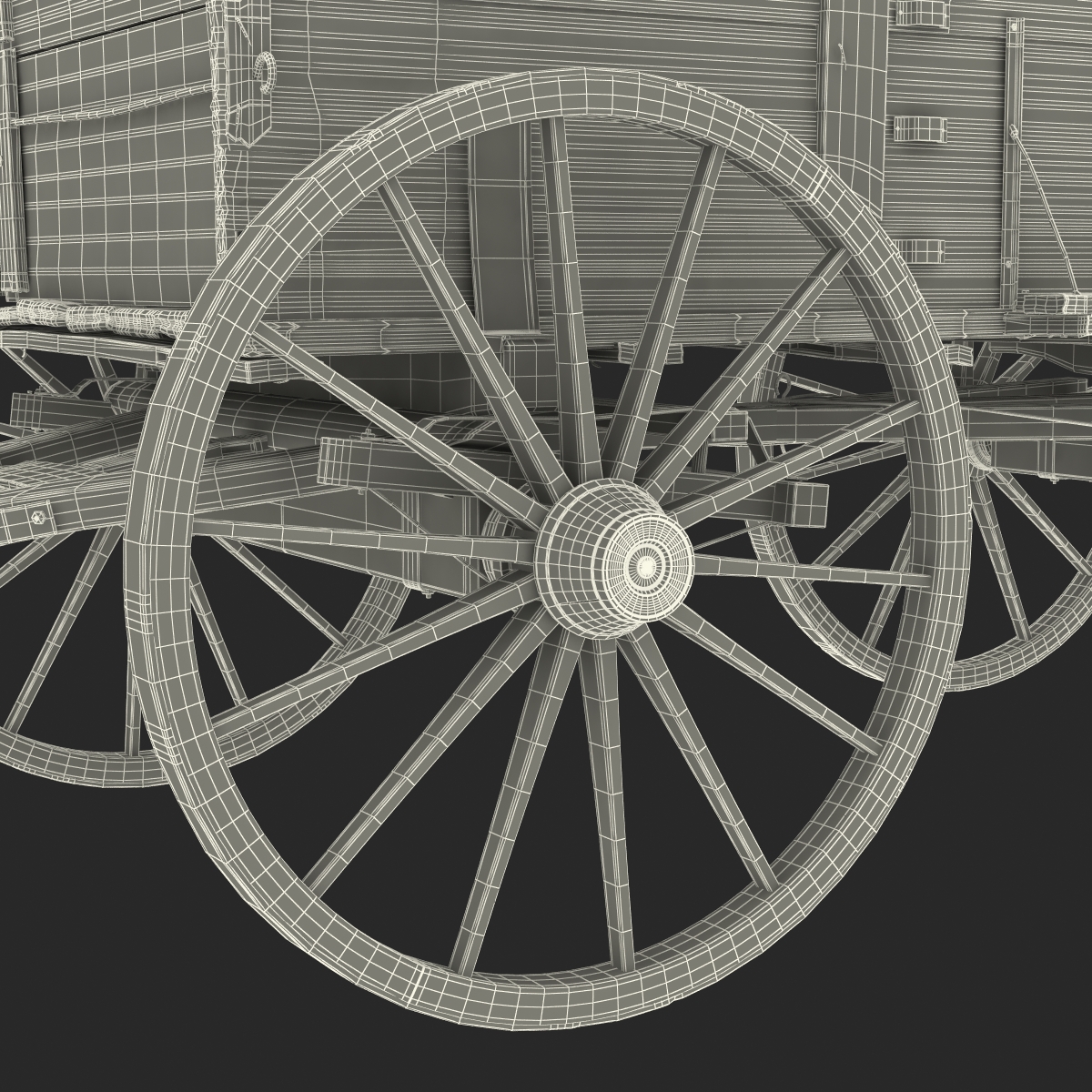 3D Old Wooden Wagon