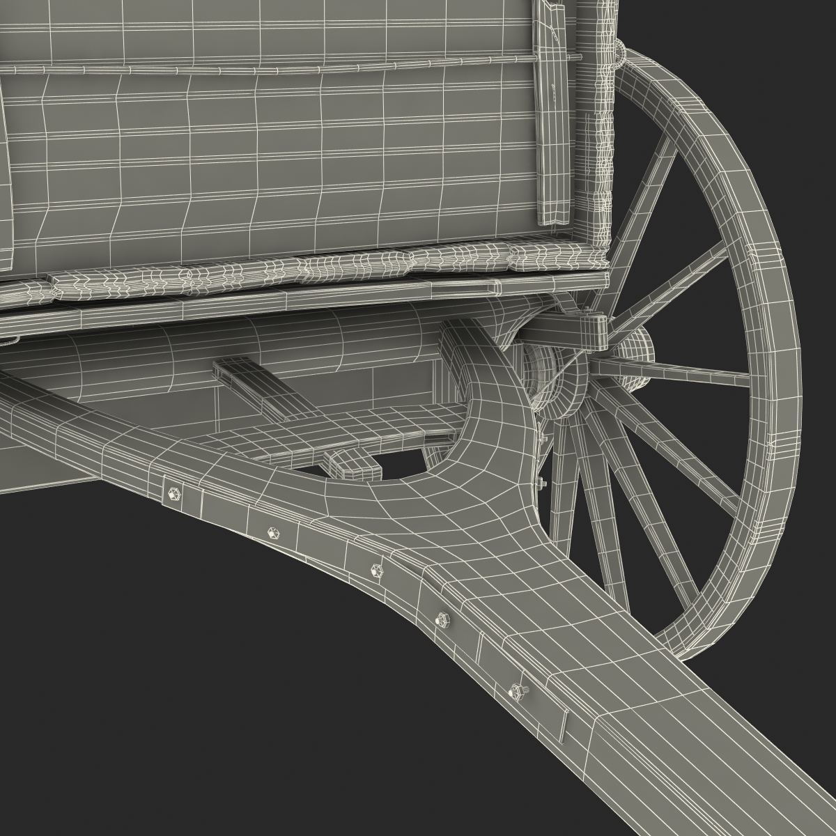 3D Old Wooden Wagon