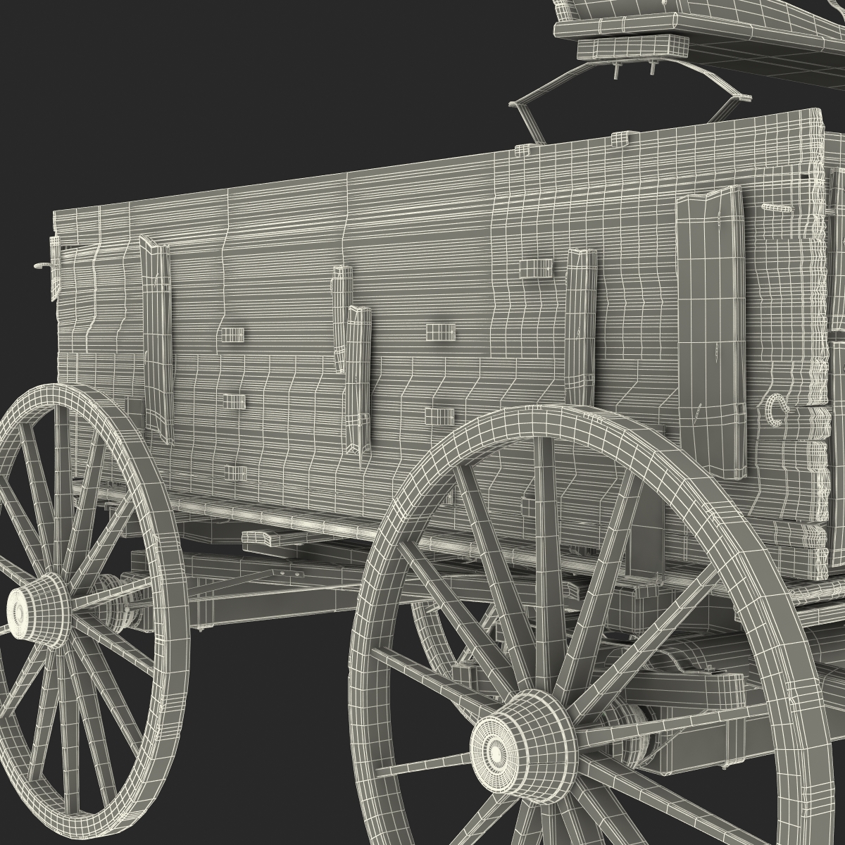 3D Old Wooden Wagon