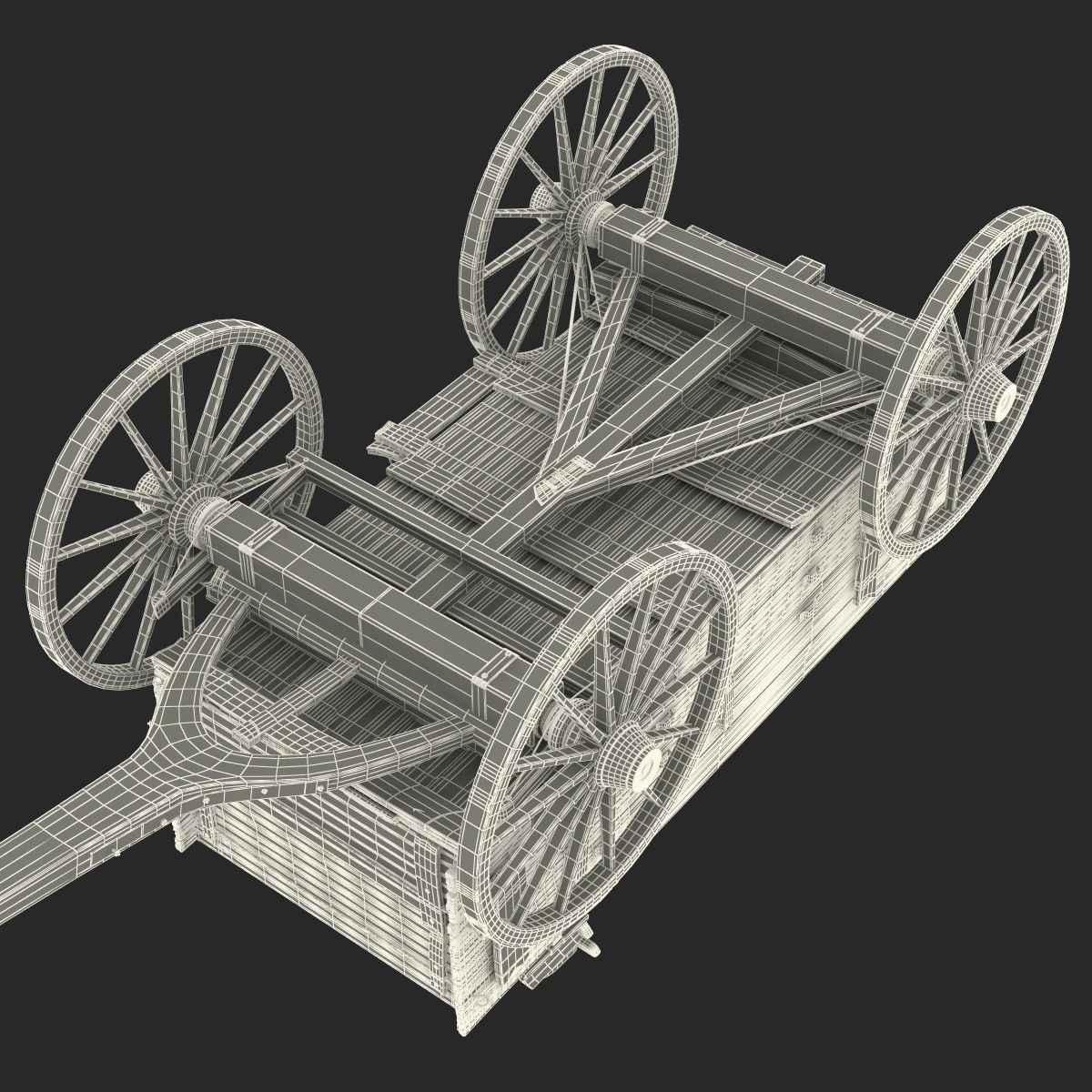 3D Old Wooden Wagon