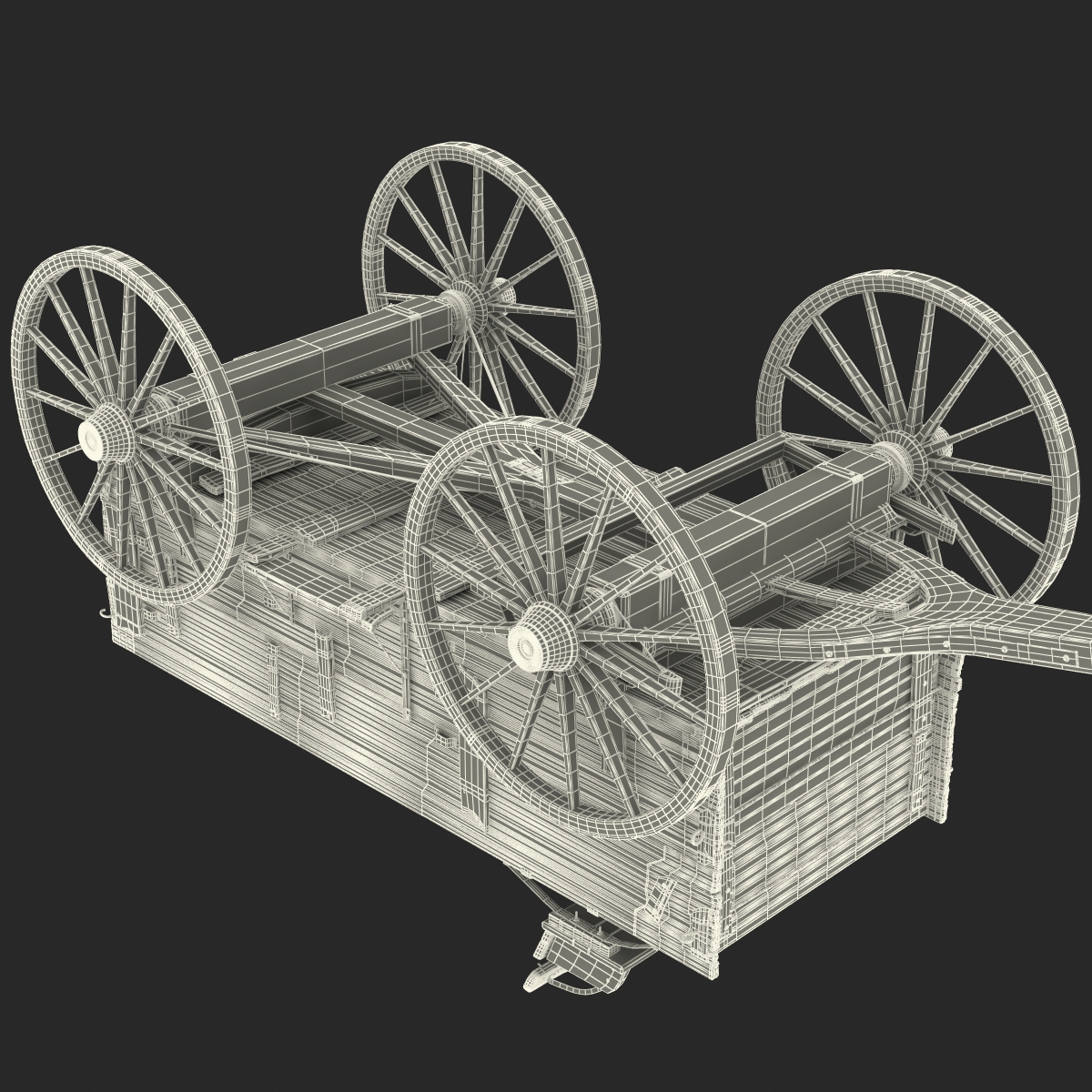 3D Old Wooden Wagon