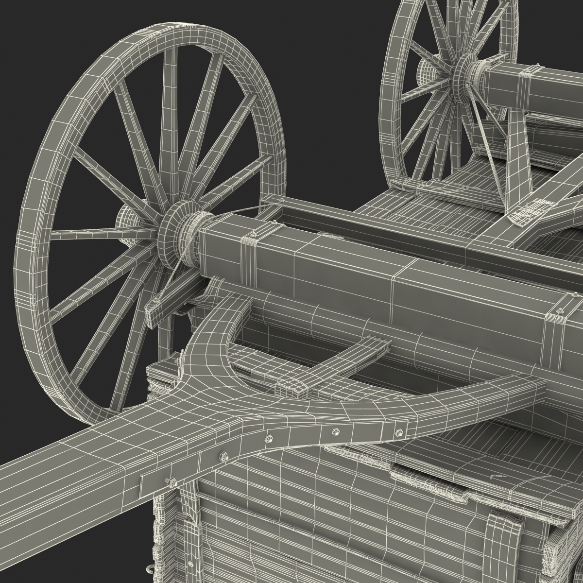 3D Old Wooden Wagon