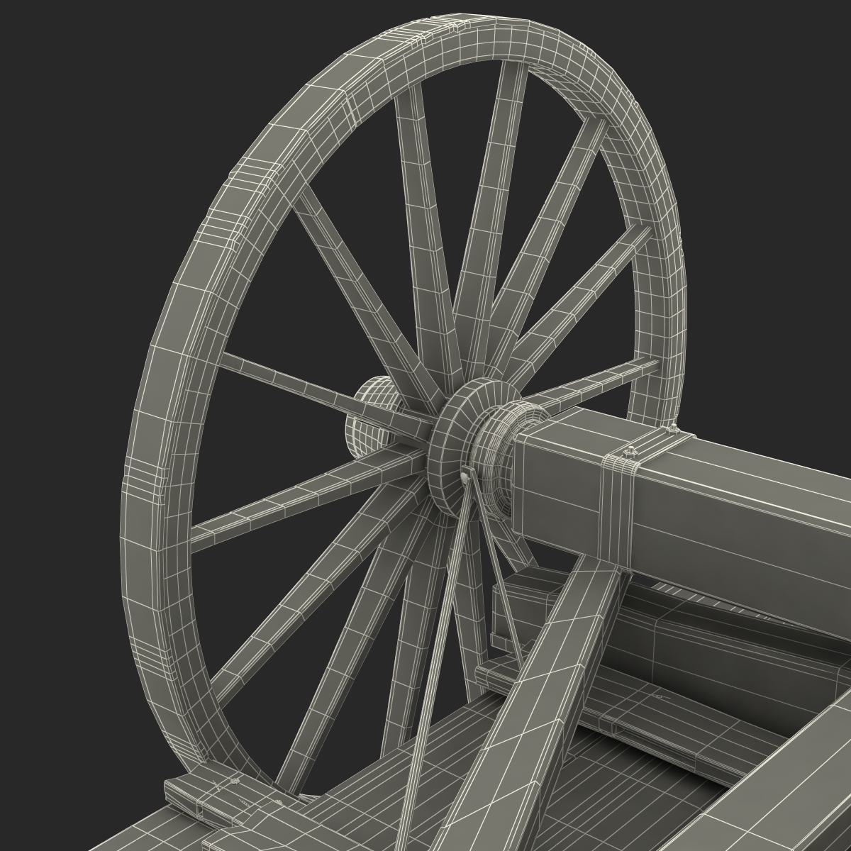 3D Old Wooden Wagon