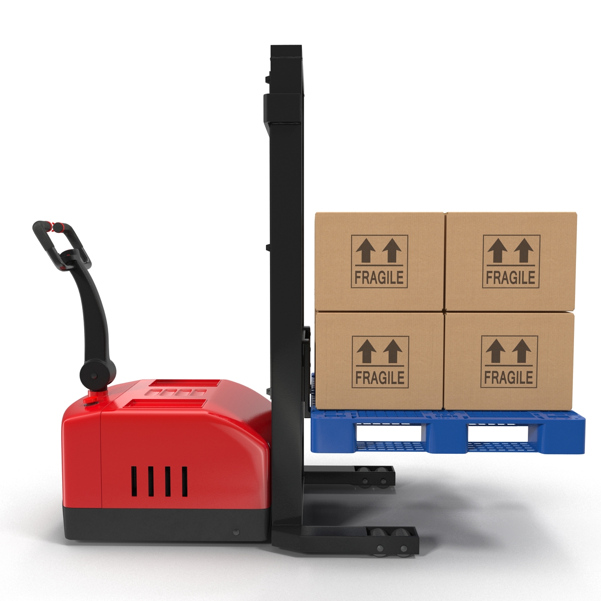 3D Electric Walkie Stacker and Plastic Pallet 2 Set model