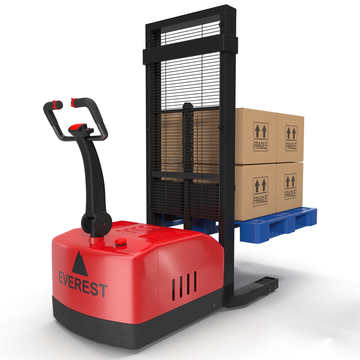 3D Electric Walkie Stacker and Plastic Pallet 2 Set model