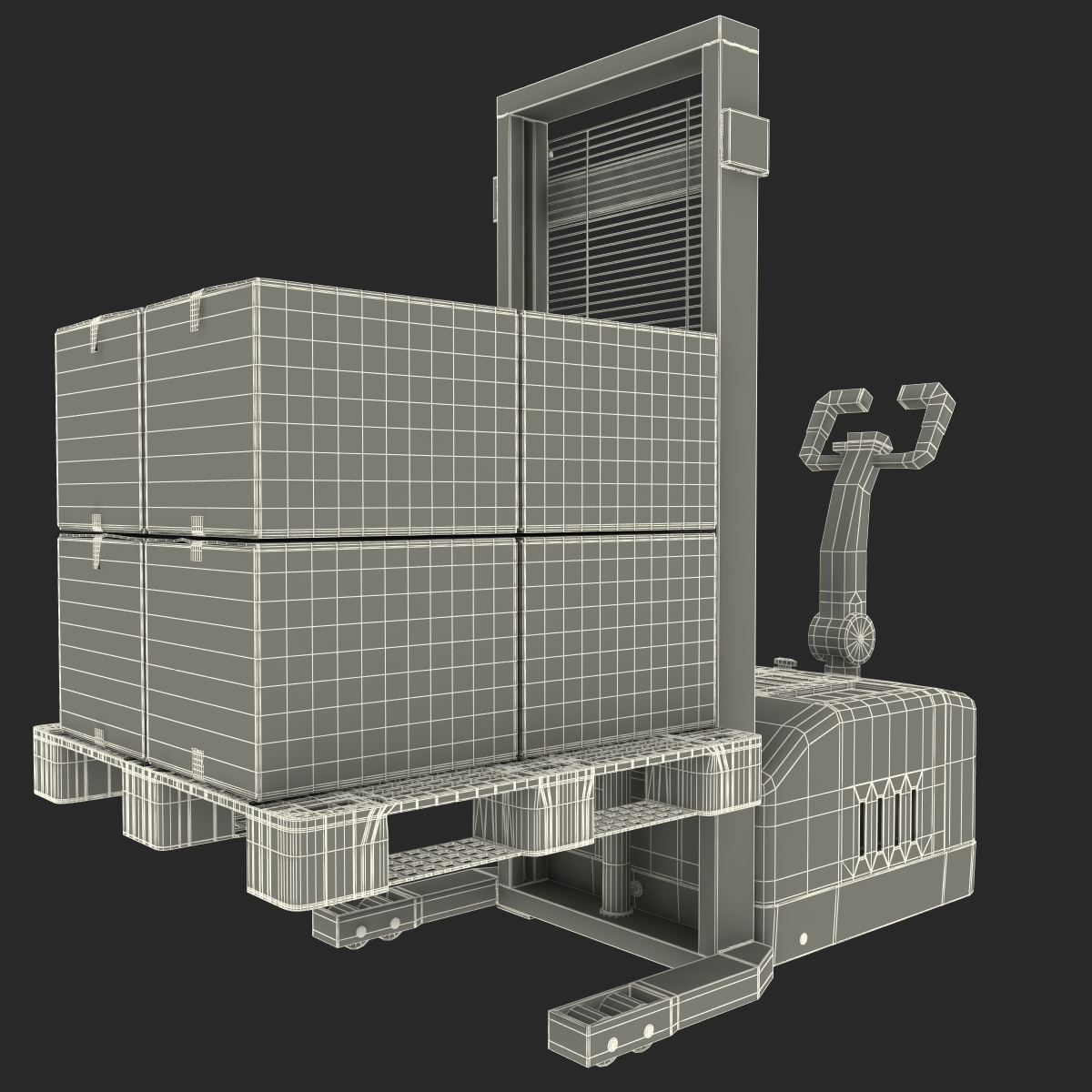 3D Electric Walkie Stacker and Plastic Pallet 2 Set model