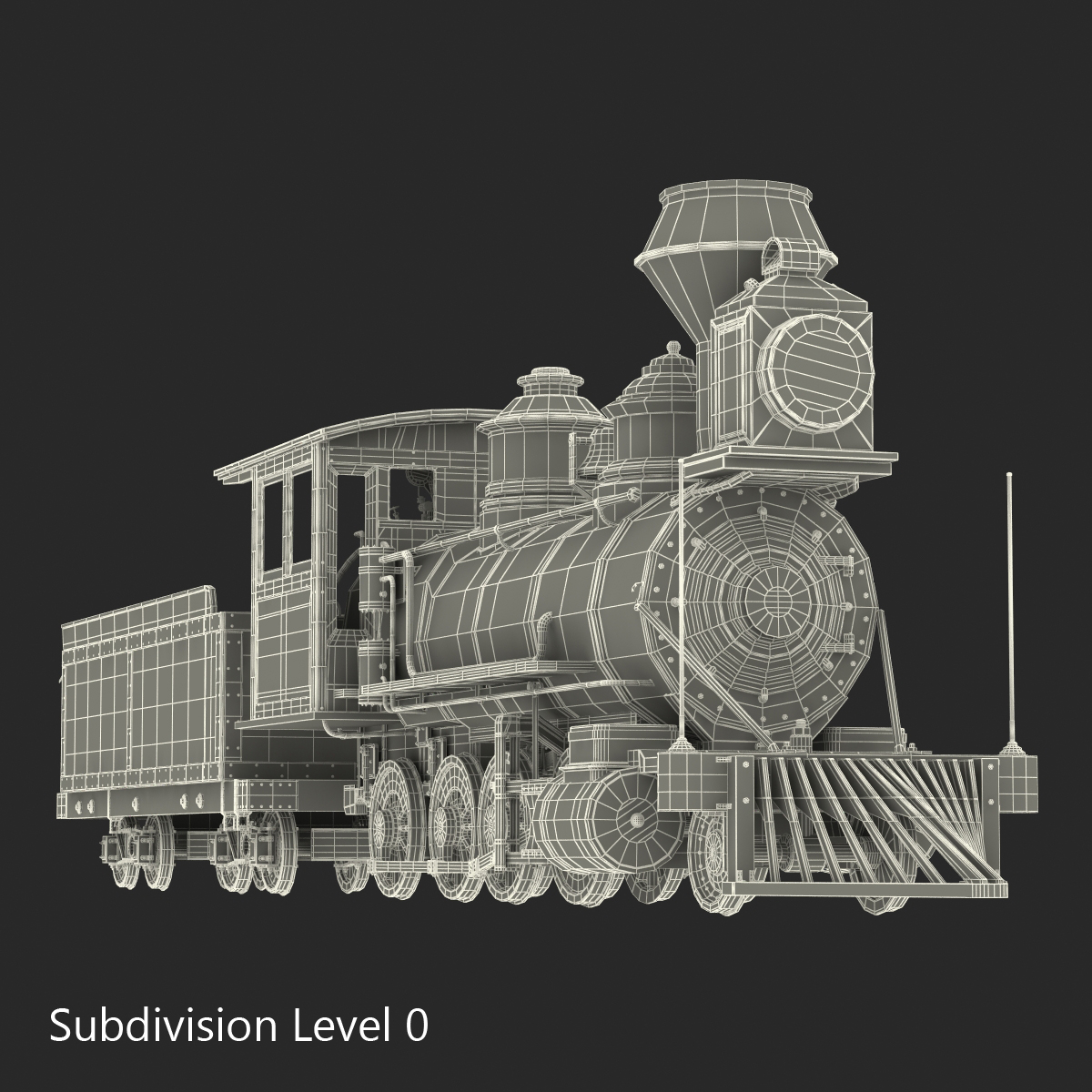 Steam Train with Wagon 3 3D model