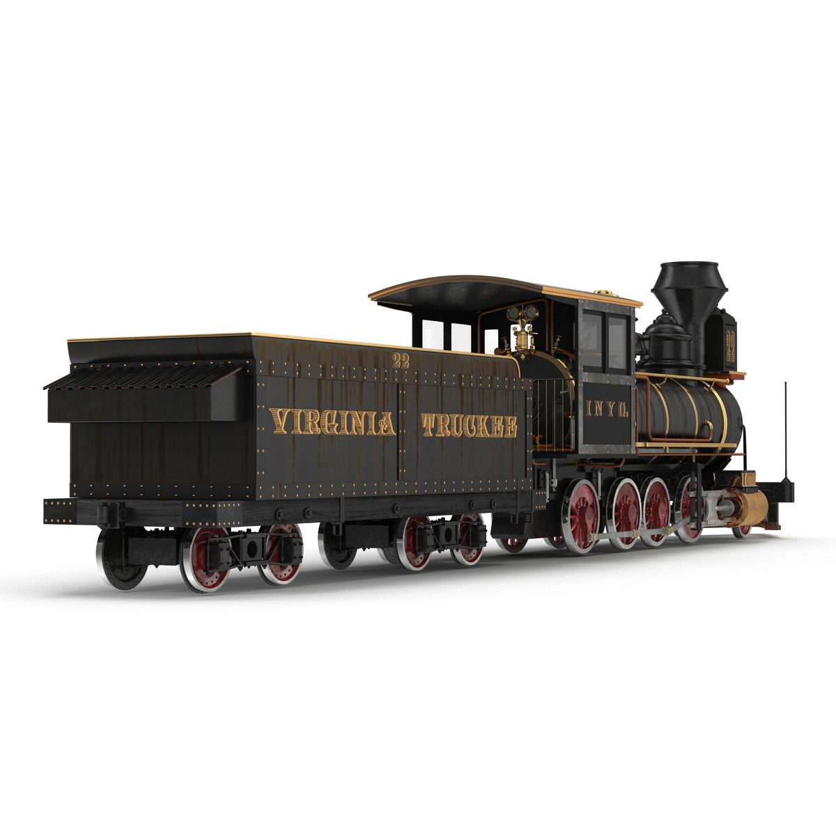 Steam Train with Wagon 3 3D model