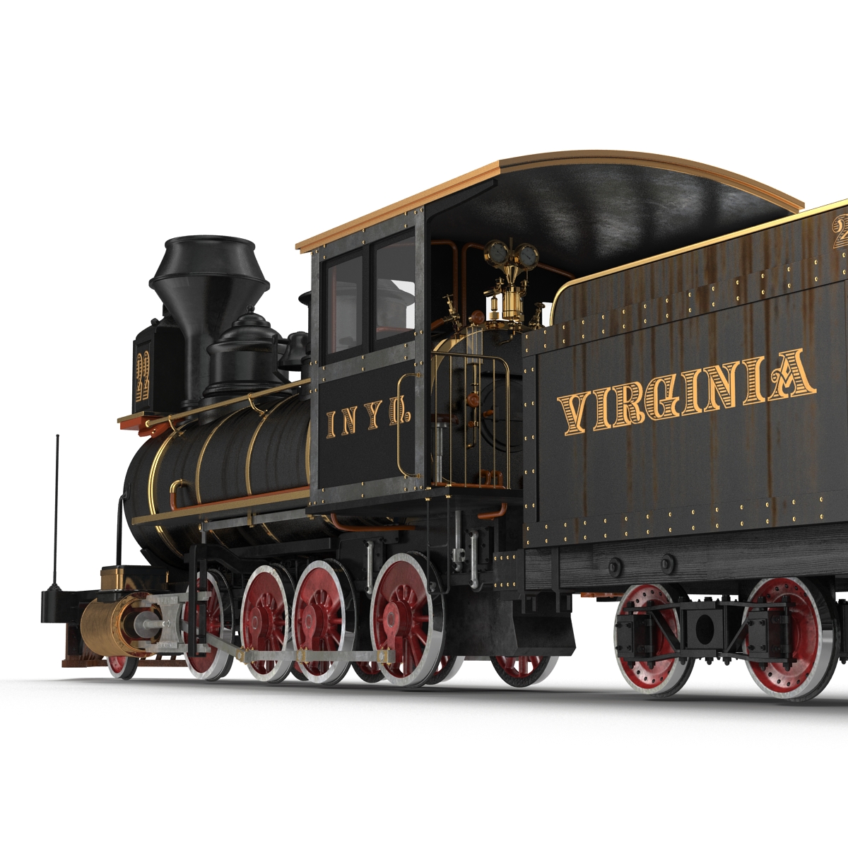 Steam Train with Wagon 3 3D model