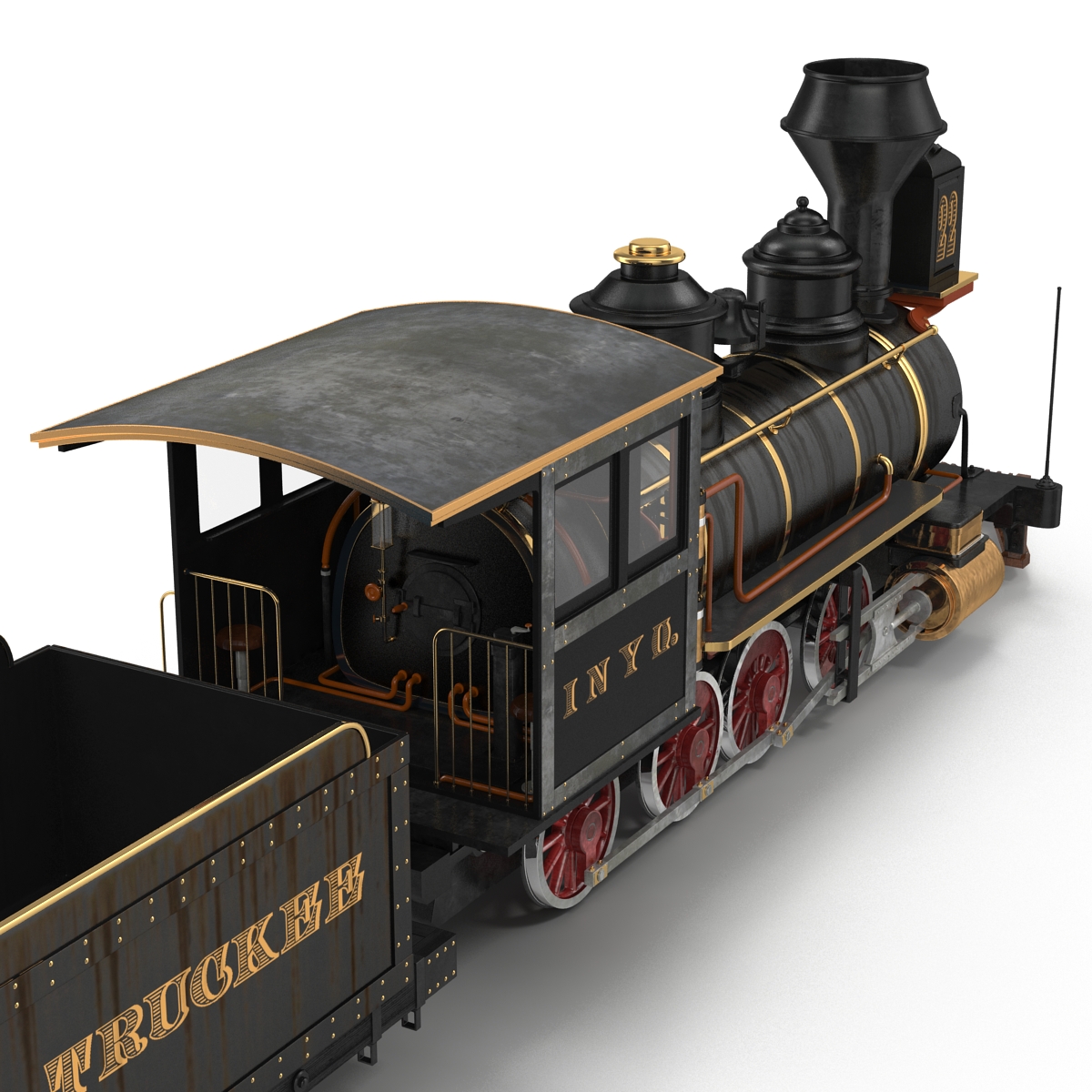 Steam Train with Wagon 3 3D model