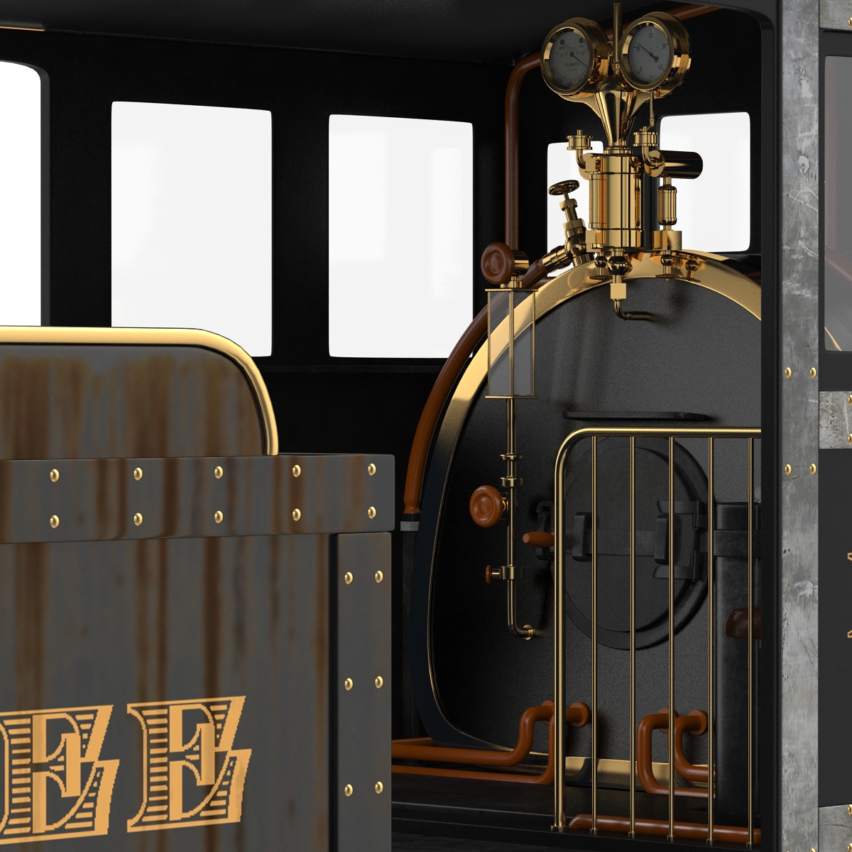 Steam Train with Wagon 3 3D model