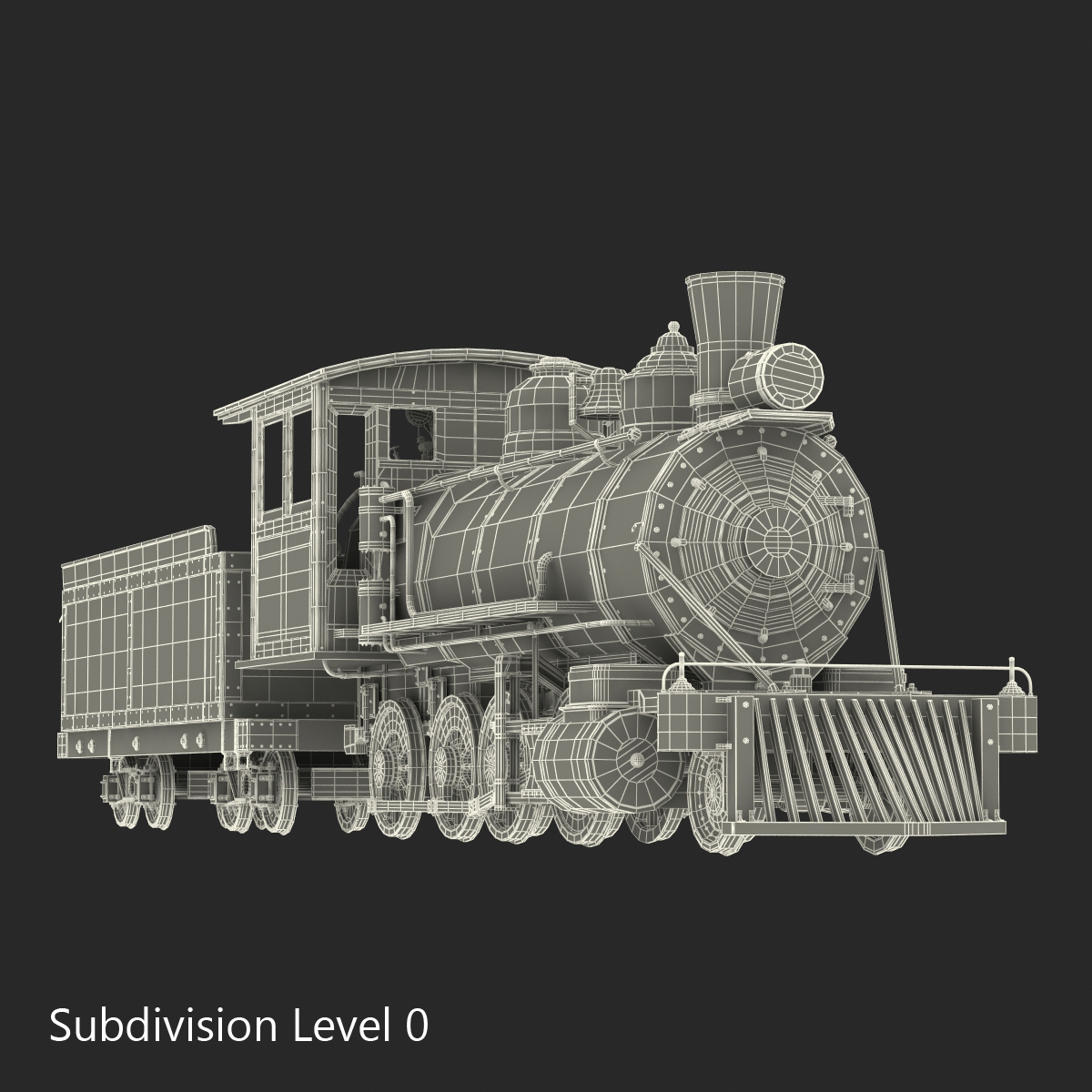 Steam Train with Wagon 4 3D model