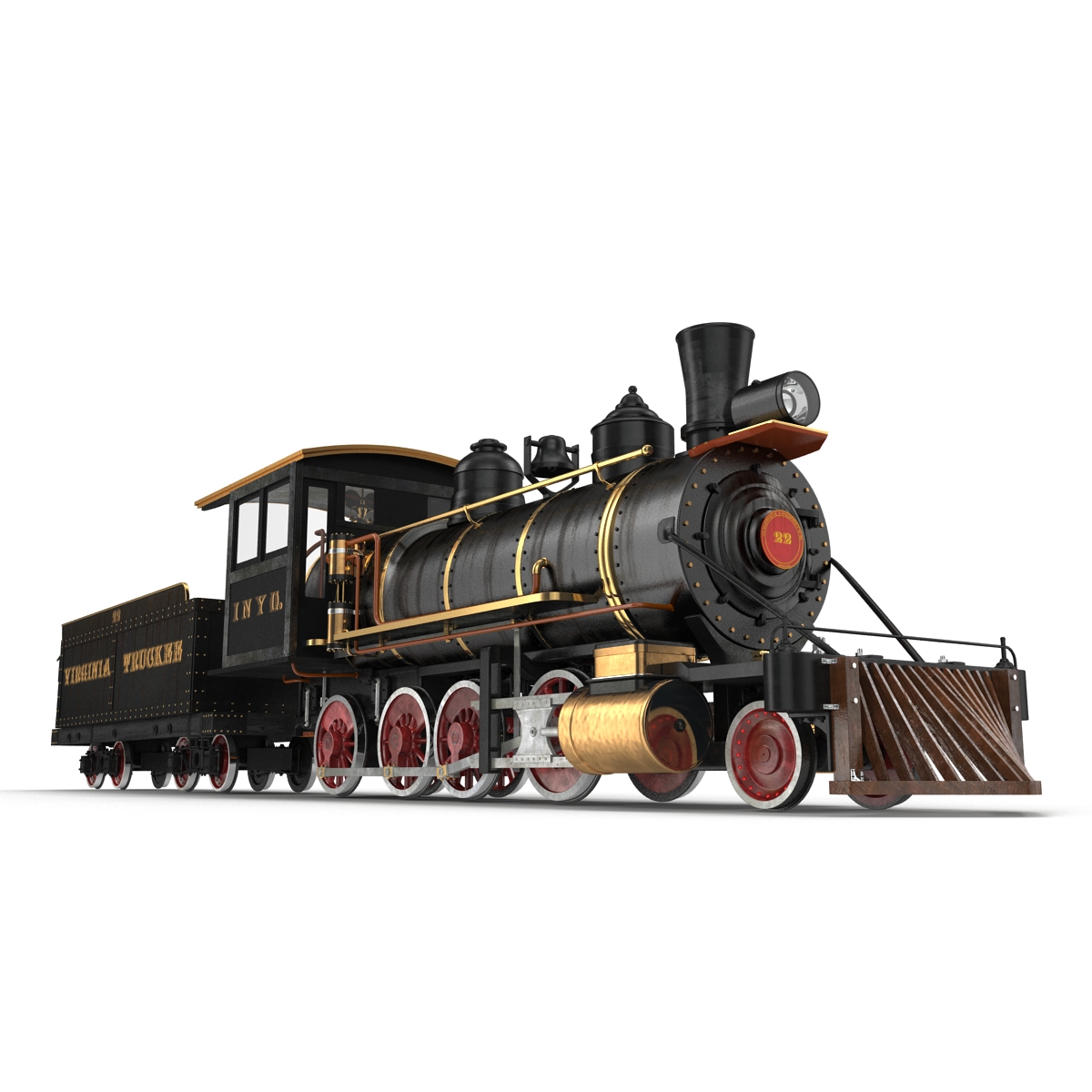 Steam Train with Wagon 4 3D model