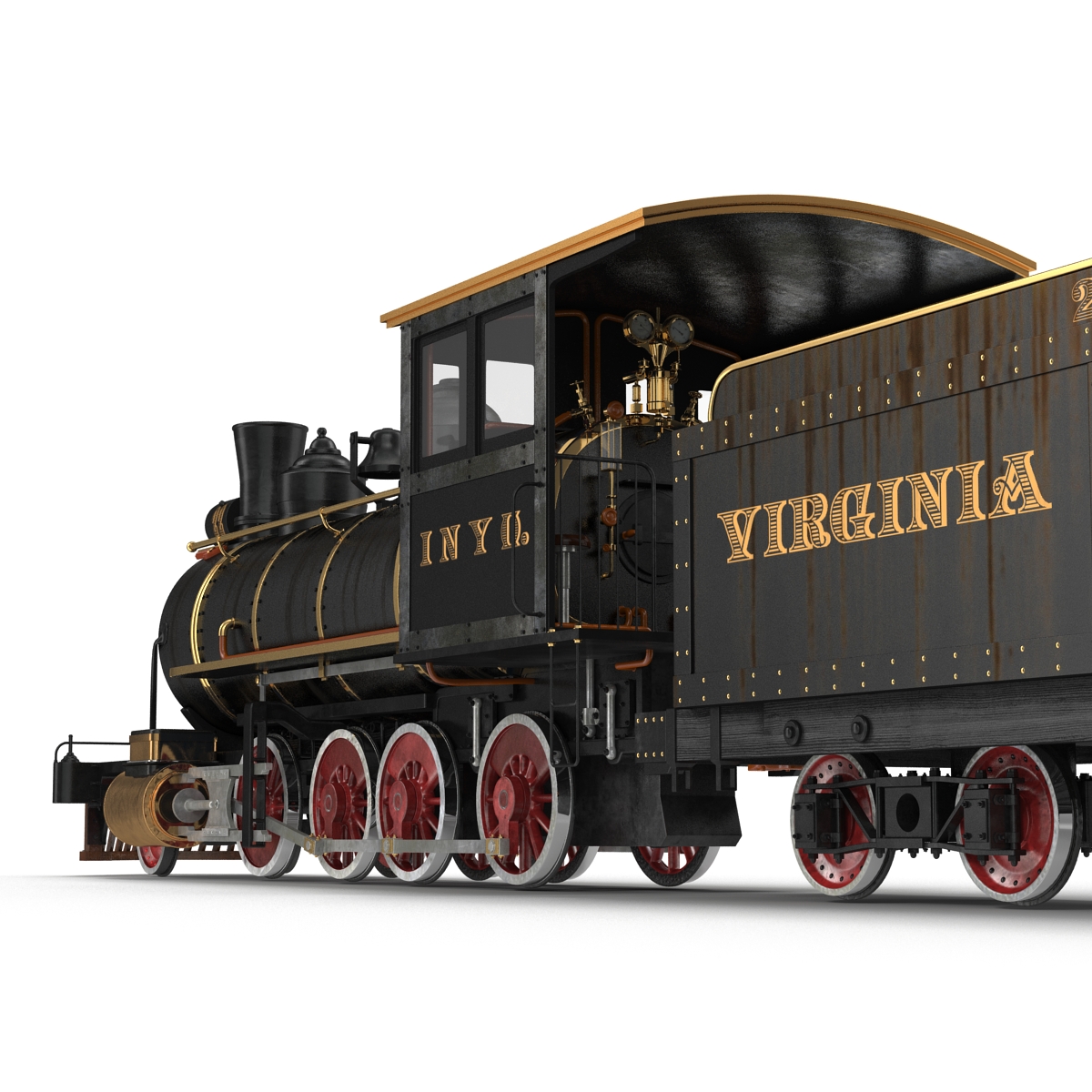 Steam Train with Wagon 4 3D model